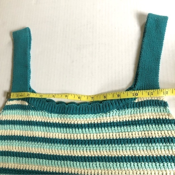 Wild Fable Juniors Stripe Scoop Neck Crochet Sweater Knit Cropped Tank Top Sz  L - Picture 12 of 14